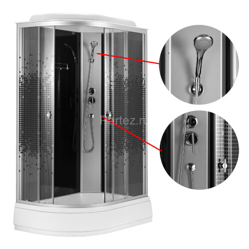 Душевая кабина Loranto 120x80x215 правая, поддон 25 см, 4 мм прозрачное стекло с рисунком "мозайка" (CS-1200-25ТМ/М R)