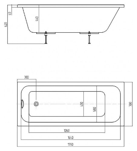Ванна акриловая AZARIO BELLA прямоугольная 175*70 см (AV.0020175)