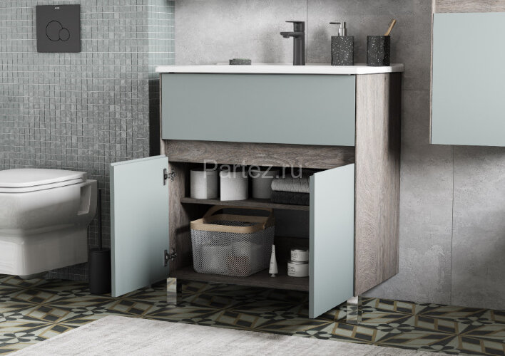 Тумба под раковину Aquaton Форест 75 см универсальный монтаж, дуб рошелье/сумеречный голубой (1A2783