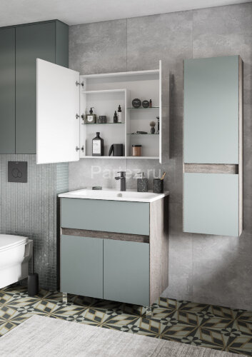 Тумба под раковину Aquaton Форест 75 см универсальный монтаж, дуб рошелье/сумеречный голубой (1A2783