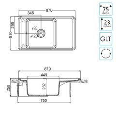 Мойка для кухни Aquaton Беллис 87 графит (1A724832BS210)