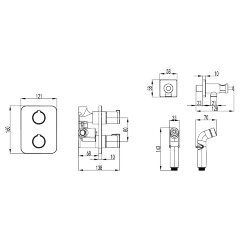 Смеситель Lemark Yeti LM7820C термостатический с гигиеническим душем, встраиваемый