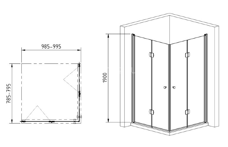 Душевой уголок Gemy Dutch Windmill S37193D-S37193B