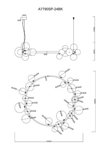 Подвесная люстра Arte Lamp A7790SP-24BK