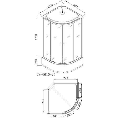 Душевая кабина Loranto 100х100х215 поддон 25см, мозаичный узор, прозрачное стекло 4мм, профиль хром (CS661025K100)