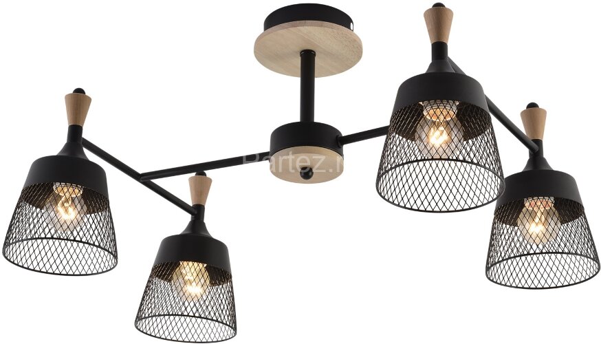 Потолочная люстра Reluce 01492-0.3-04 BK+WOOD