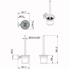 Ёрш для унитаза AZARIO RINA подвесной со стеклянной колбой, хром (AZ-87013)