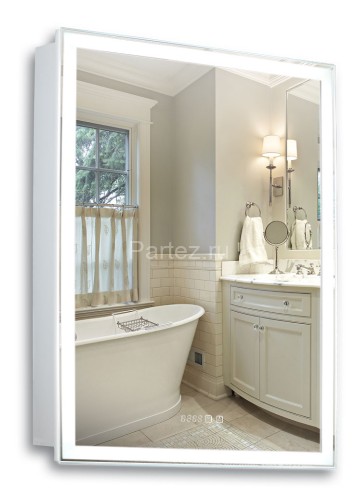 Зеркало-шкаф AZARIO Киото 50 (535х750) c подсветкой и диммером + часы (LED-00002356)