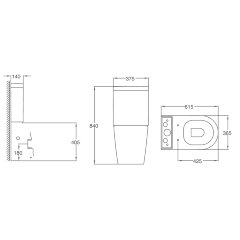 Унитаз-компакт Azario Luana 615х375х840 напольный, безободковый, с сиденьем микролифт (AZ-8593)