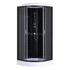 Душевая кабина Loranto 100х100х215 поддон 13см, черный кирпичный узор, прозрачное стекло 4мм, профиль черный (CS661013GB100)