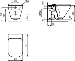 Унитаз подвесной Ideal Standard Tonic II сиденье с микролифтом, безободковый, белый K316701