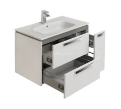 Шкаф под умывальник Roca Lago 80, 80*45*49 см, компактный сифон, ящики с доводчиками, светлый хром (