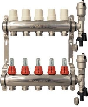 Коллекторная группа НЕРЖ. с расходомерами 1"х6х3/4"EK VALTEC