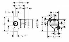 Hansgrohe 15981180 Скрытая часть запорного/переключающего вентиля Trio Universal, СМ, 3/4