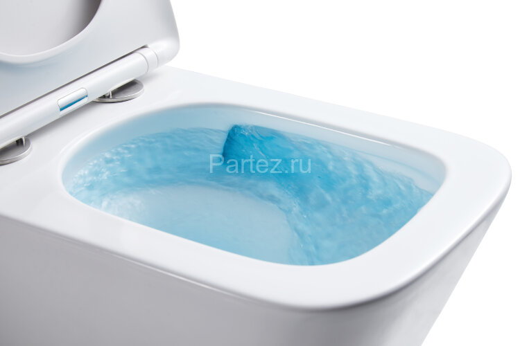 Унитаз подвесной Azario Teramo 490х355х365 безободковый, квадратный, с системой антивсплеск (Торнадо