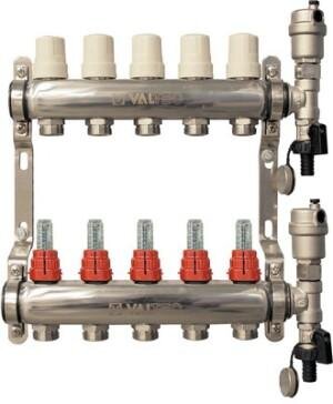 Коллекторная группа НЕРЖ. с расходомерами 1"х8х3/4"EK VALTEC