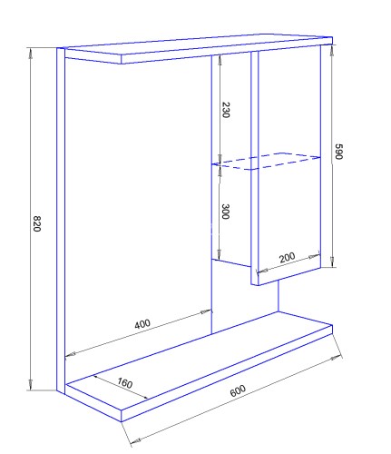 Зеркало-шкаф Loranto Модерн 60 правостороннее, 600х825х160 (CS00046070)