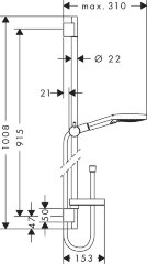 27667000 Raindance Select S Душевой набор 120 3jet P со штангой 90 см, PowderRain