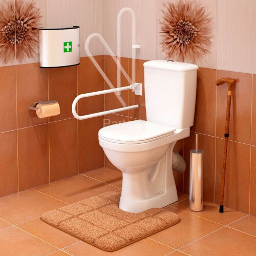 Унитаз-компакт Персона Стандарт с откидным окрашенным поручнем, сиденье полипропилен, белый (4230112