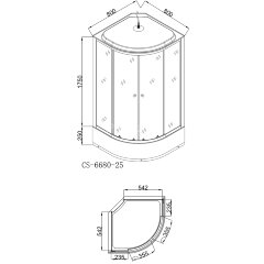 Душевая кабина LORANTO CS-6680-25 G 80х80х215 прозрачное стекло 4мм, поддон 25 см, черная