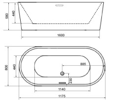 Ванна акриловая AZARIO FLORENCE 1770*810*580 отдельностоящая (AZ-М707)