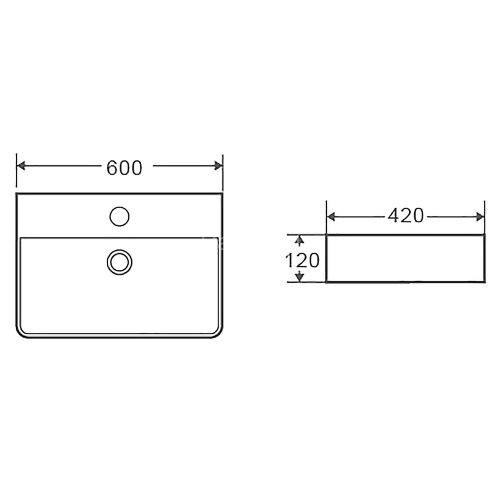 Раковина подвесная Azario 600х420х120 прямоугольная, черный матовый (AZ-2173-MB)