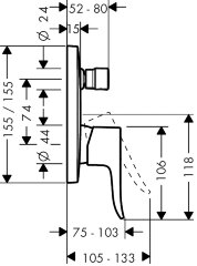 31454000 Metris Смеситель однорычажный для ванны, СМ