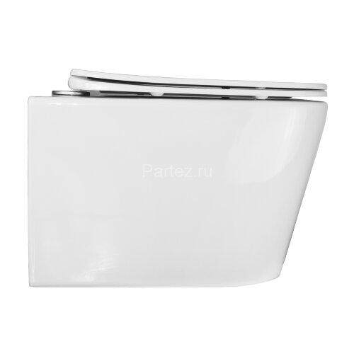 Унитаз подвесной Loranto Delphi 340х485х290 безободковый с системой смыва Tornado в комплекте с быст