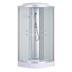 Душевая кабина Loranto 90х90х215 поддон 13см, белый кирпичный узор, матовое стекло 4мм, профиль хром (CS669013FW90)