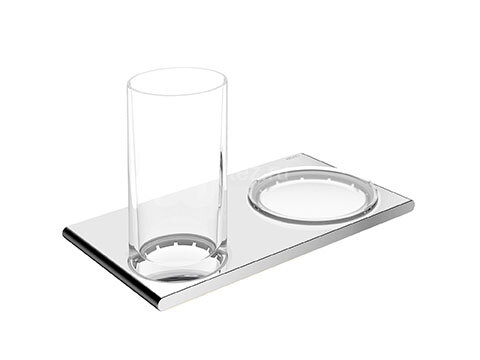 Стакан стеклянный с полочной-мыльницей Keuco Edition 400 (11556019000)