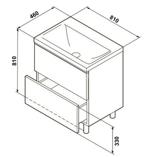 Комплект тумба Стиль Stella 80/2Н 810х810х460 Дуб дымчатый/Белый, под раковину Leon 7506-80 (CS00076