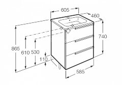 Х_VICTORIA NORD Модуль д/раковины с 3-мя ящиками 600 мм, Black Edition (снято с производства)