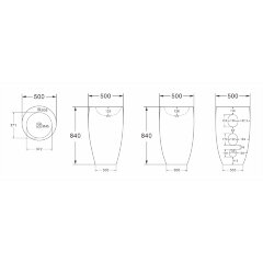 Раковина напольная Azario COMELLA 500х500х830 отдельностоящая круглая, белый (AZ-311)
