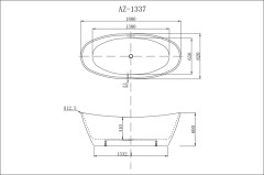 Ванна акриловая Azario EASTON 1800x820x600 мм., белая, свободностоящая, в комплекте с сифоном и мета