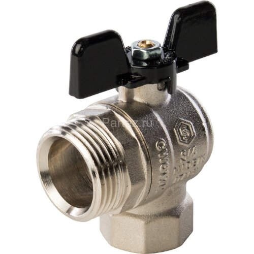 Кран шаровой полнопроходной угловой с американкой 3/4 Stout