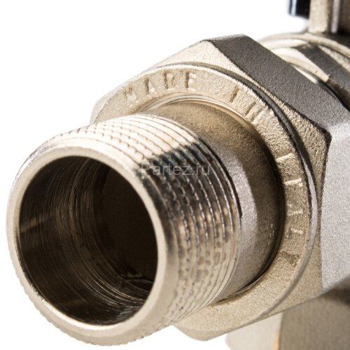 Кран шаровой полнопроходной угловой с американкой 3/4 Stout