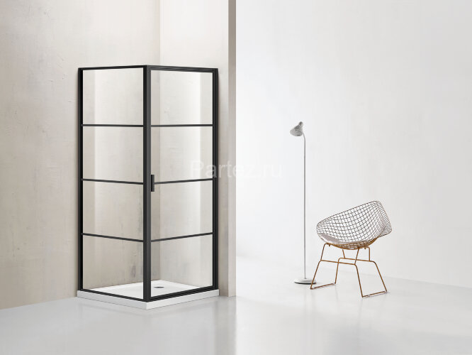 Душевое ограждение Azario RICHMOND 1000х1000х1950 R, без поддона, прозрачное стекло 6 мм, цвет профиля черный (AZ- NAG1221 1000 BLACK)