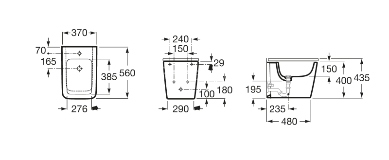Биде напольное Roca INSPIRA SQUARE, квадратное (7.3575.3.700.0)