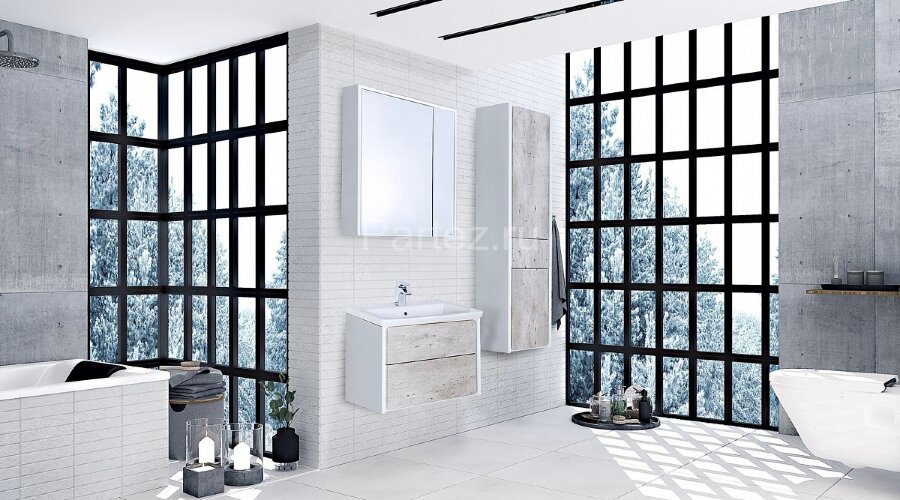 RONDA Шкаф-колонна левый, бетон/белый матовый