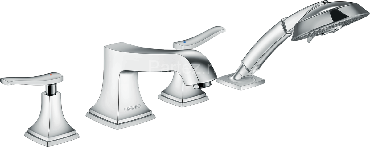 Hansgrohe 31441000 Metropol Classic Смеситель на край ванны, на 4 отверстия, с рычаговыми рукоятками