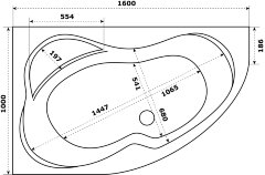 Ванна акриловая Azario Микона 160х100 правая