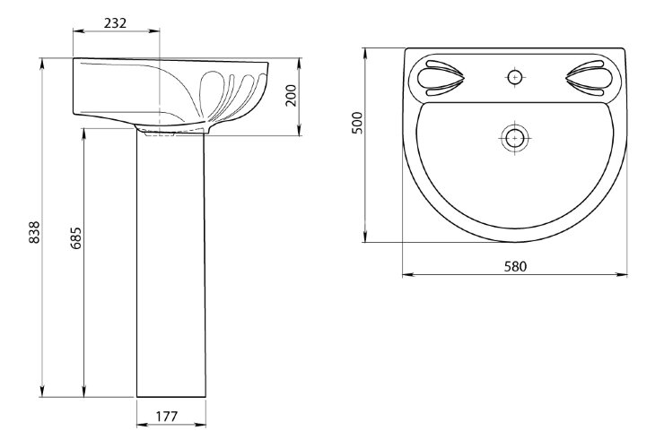 Раковина Santeri Лотос 580х 500, белый (1.3110.6.S00.10B.0)