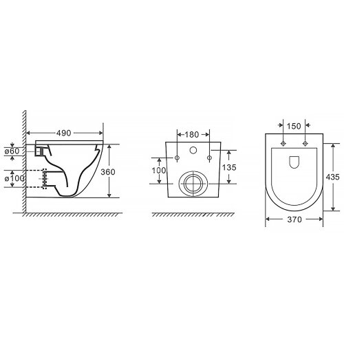 Унитаз подвесной Azario Grado 370х490х360 безободковый, с быстросъемным сидением микролифт (AZ-0046)