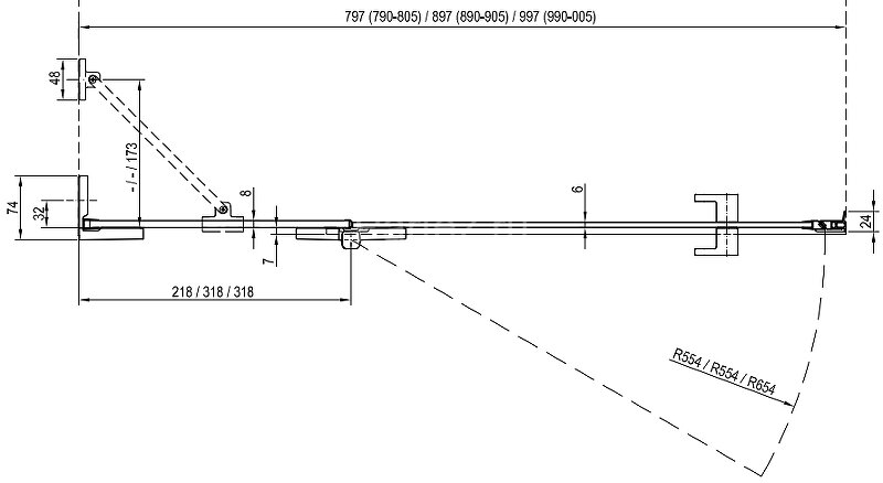 Набор крепежей для душевой двери Ravak Brilliant L Хром (D01000A086)