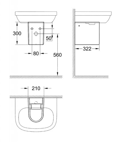 Полупьедестал для раковины Grohe Euro Ceramic (39201000)