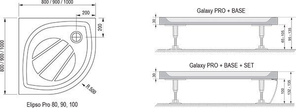 Душевой поддон Ravak ELIPSO PRO-90 белый