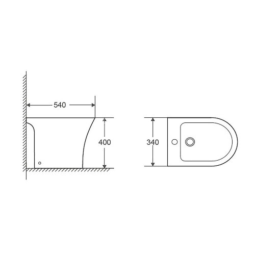 Биде напольное Azario FRETTA ROUND Размер 540х340х400 мм, белый