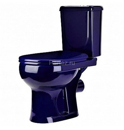 Унитаз-компакт Ирида Стандарт горизонтальный выпуск, с сиденьем, синий (40355130402)