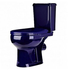 Унитаз-компакт Ирида Стандарт горизонтальный выпуск, с сиденьем, синий (40355130402)