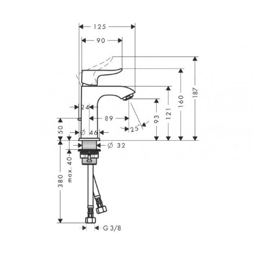 31088000 Metris Смеситель для маленькой раковины 100, однорычажный
